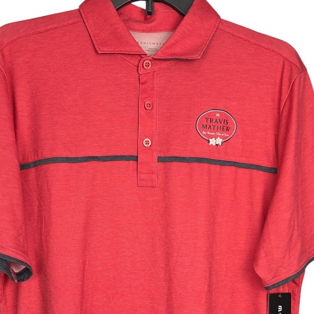 Travis Mathew Mens Polo Medium Reddish Pink Performance Golf‎ Shirt Light New